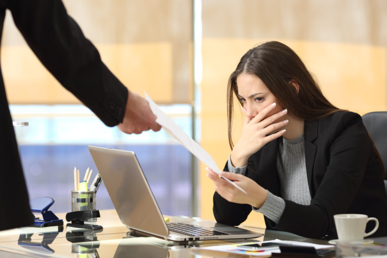 Fear of retaliation concerns a woman in the workplace.